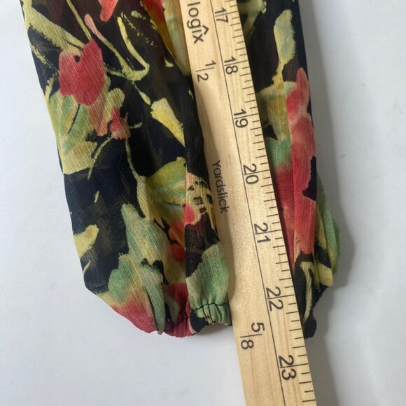 Lauren Ralph Lauren Blouse Womens SP Small P Floral Sheer Lined Ruffle Neck Care - Picture 11 of 12